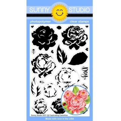 Sunny Studio Clear Stamps - Captivating Camellias